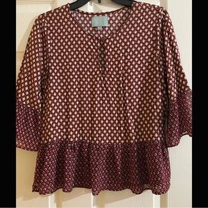 Boho 3/4 Sleeve Blouse (Size S)